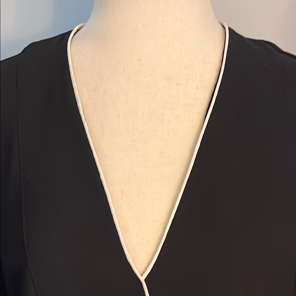 Mango Black Blouse with White Trim - Picture 3 of 10